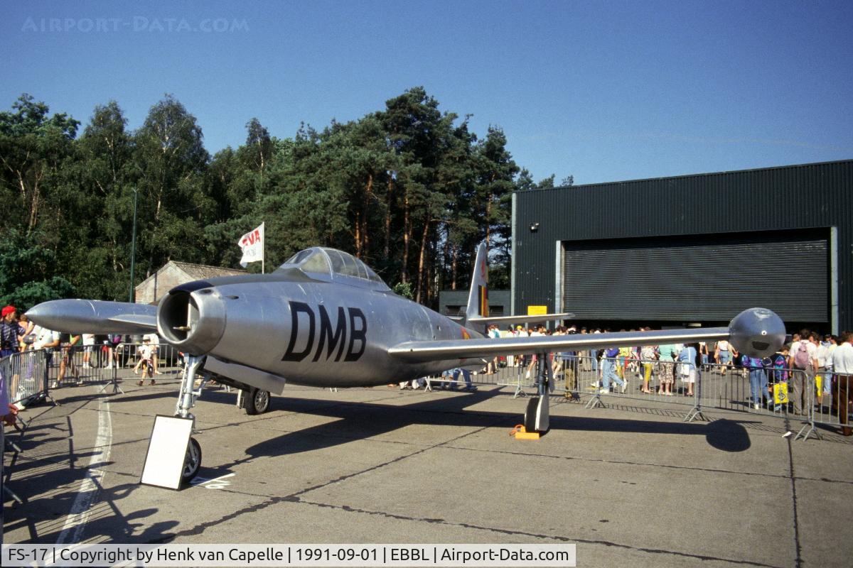 FS-17, Republic F-84E Thunderjet C/N 2335-1366, Republic F-84E Thunderjet of the Belgian Air Force on display at Kleine Brogel Air Base, Belgium