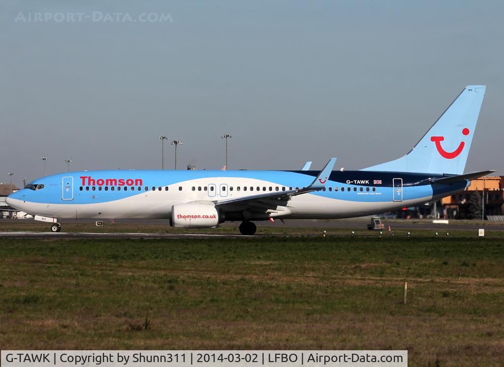 G-TAWK, 2012 Boeing 737-8K5 C/N 37239, Lining up rwy 32R for departure...