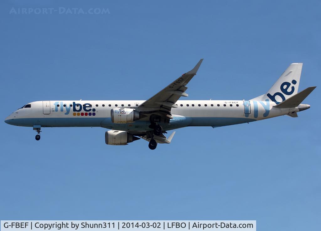 G-FBEF, 2007 Embraer 195LR (ERJ-190-200LR) C/N 19000104, Landing rwy 32L