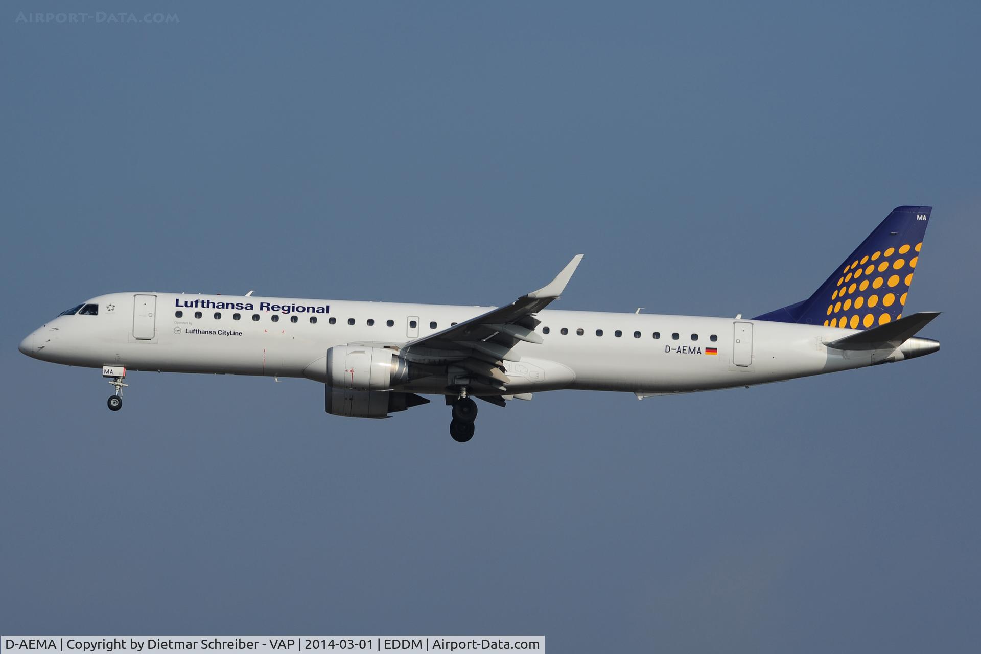 D-AEMA, 2009 Embraer 195LR (ERJ-190-200LR) C/N 19000290, Lufthansa Regional Embraer 195