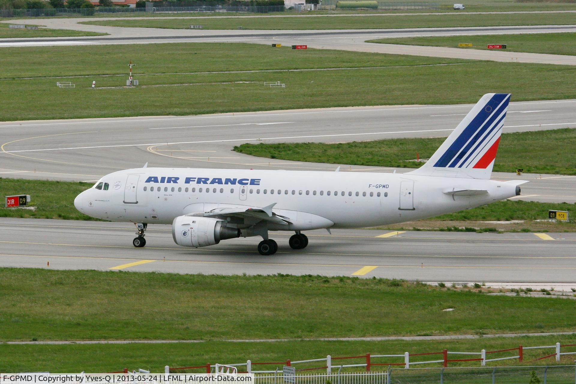 F-GPMD, 1993 Airbus A319-113 C/N 618, Airbus A319-113, Taxiing to holding point Rwy 31R, Marseille-Marignane Airport (LFML-MRS)
