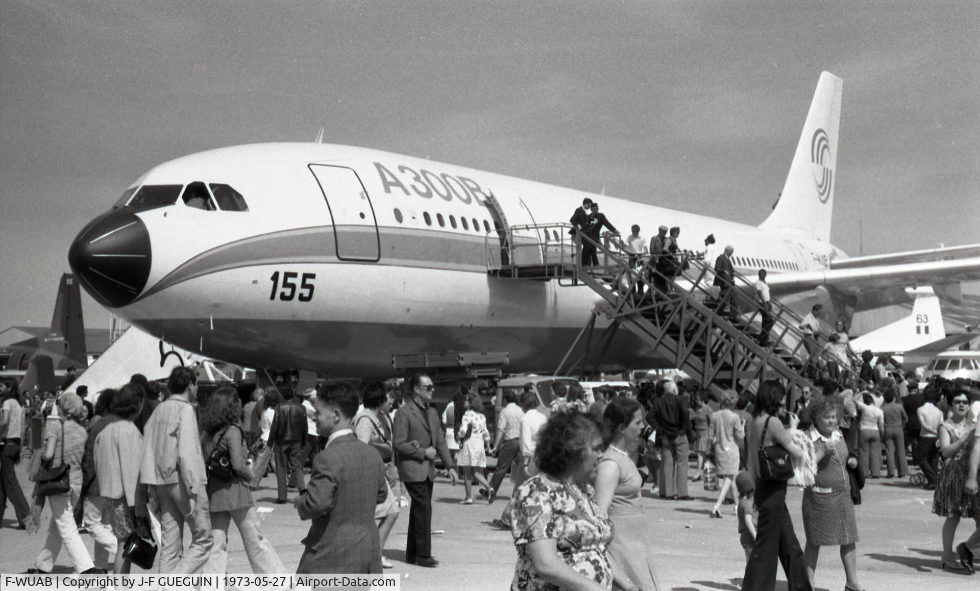 F-WUAB, 1972 Airbus A300B1 C/N 001, On display at 1973 Paris-Le Bourget Airshow.