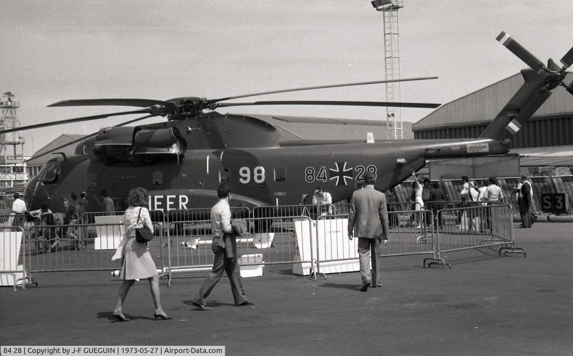 84 28, Sikorsky (VFW-Fokker) CH-53G C/N V65-026, On display at 1973 Paris-Le Bourget Airshow.