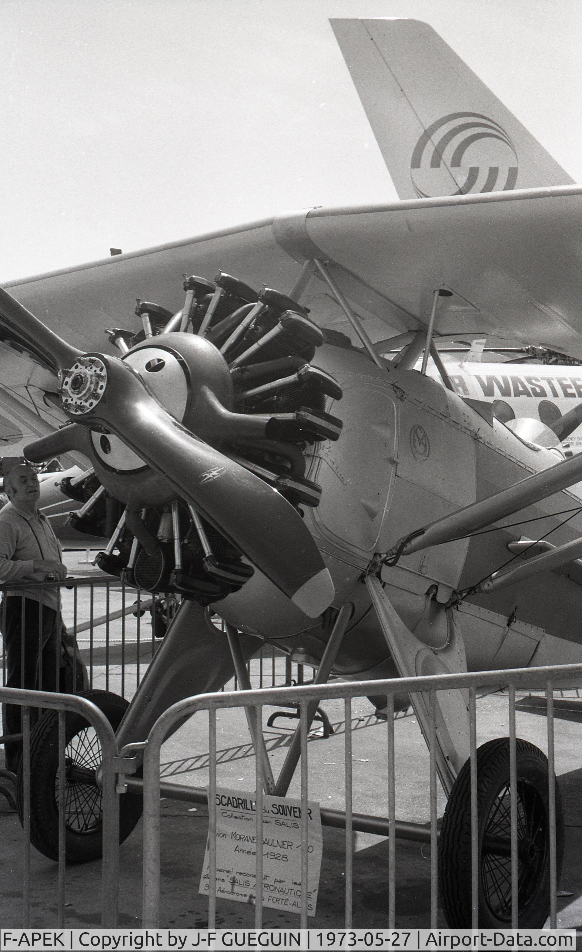 F-APEK, 1929 Morane-Saulnier MS.130 C/N 67, On display at 1973 Paris-Le Bourget Airshow.