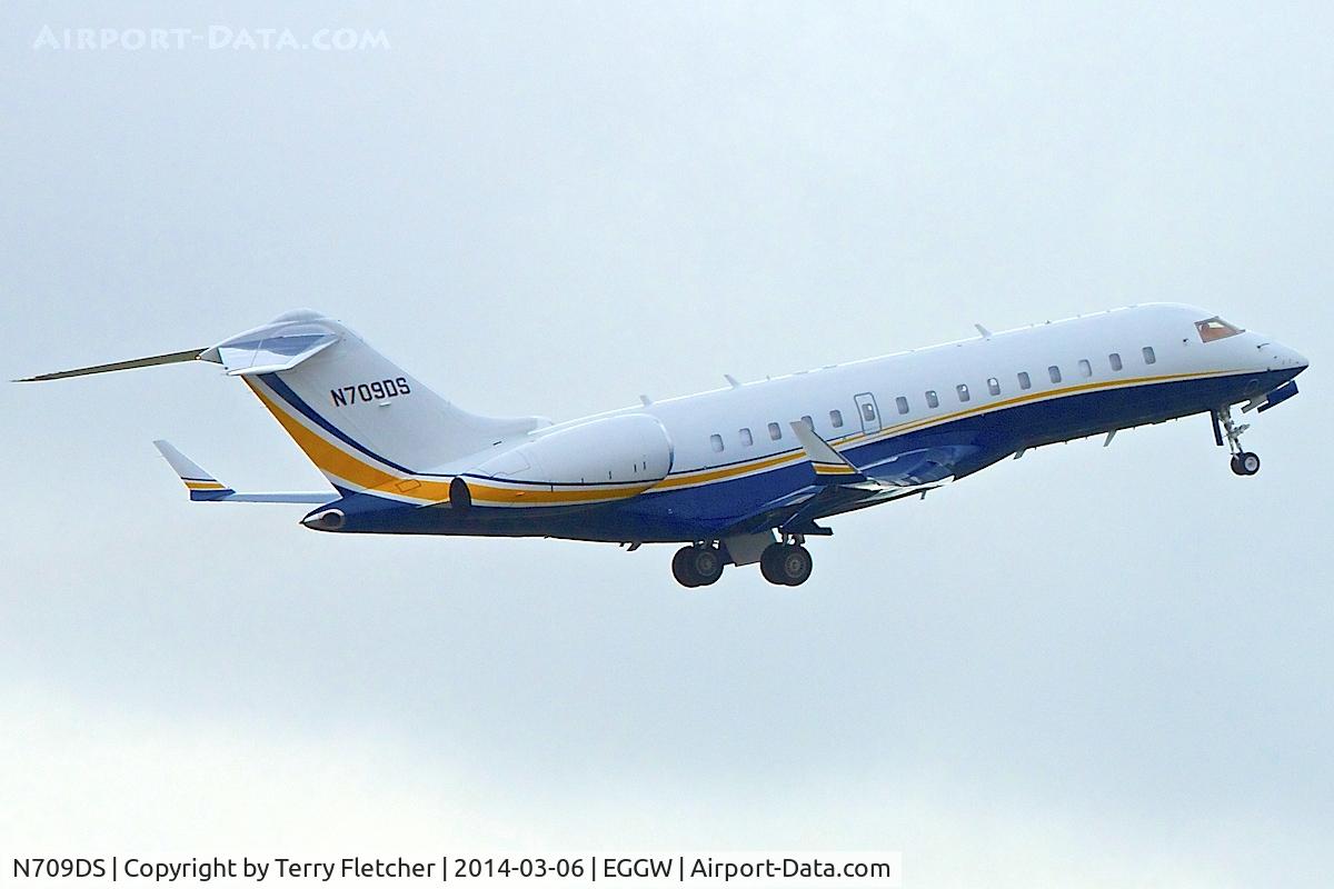 N709DS, 2008 Bombardier BD-700-1A10 Global Express XRS C/N 9278, 2008 Bombardier BD-700-1A10 Global Express, c/n: 9278 climbs out of Luton bound for Seattle Boeing Field