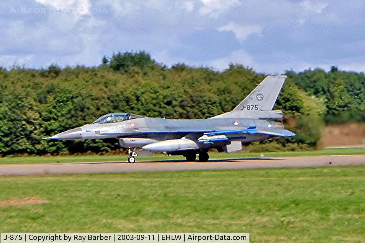 J-875, Fokker F-16A Fighting Falcon C/N 6D-92, General Dynamics F-16AM Fighting Falcon [6D-92] (Royal Netherlands Air Force) Leeuwarden~PH 11/09/2003