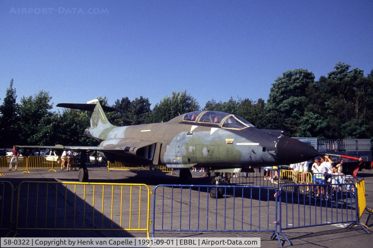 58-0322, 1958 McDonnell F-101B Voodoo C/N 694, USAF McDonnell F-101B Voodoo two-seat fighter on display at  Kleine Brogel Air Base, Belgium.
