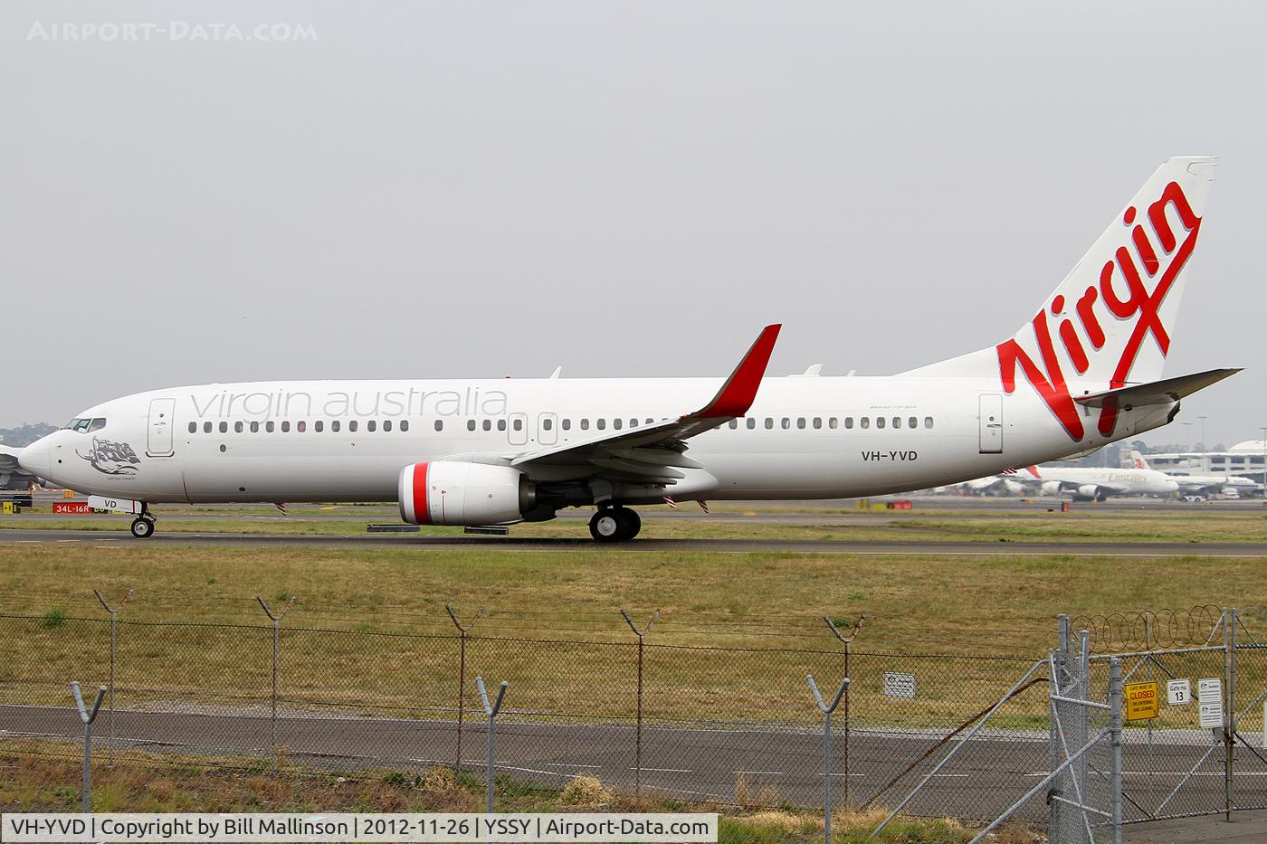 VH-YVD, 2011 Boeing 737-8FE C/N 40998, taxi to 34R