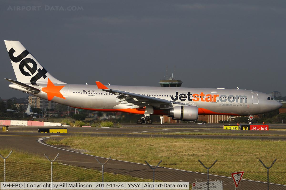 VH-EBQ, 2010 Airbus A330-202 C/N 1198, just landed on 16L