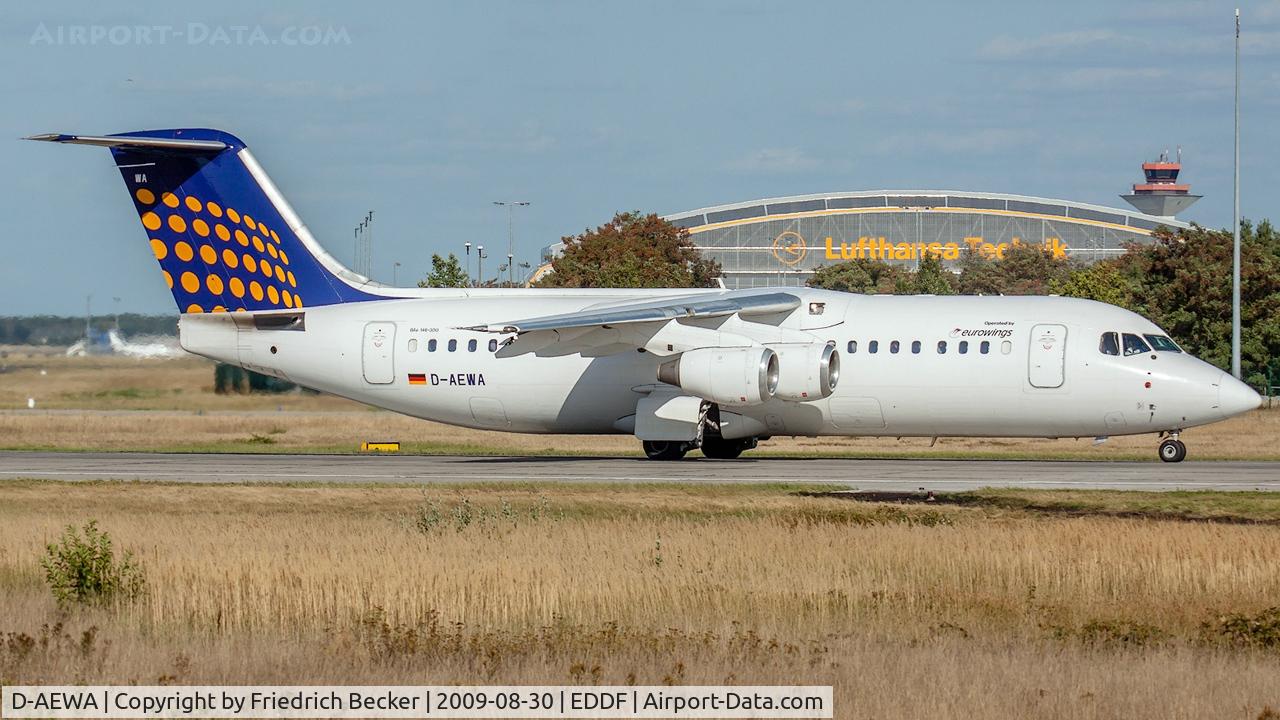 D-AEWA, 1990 British Aerospace BAe.146-300A C/N E3163, departure via RW18W