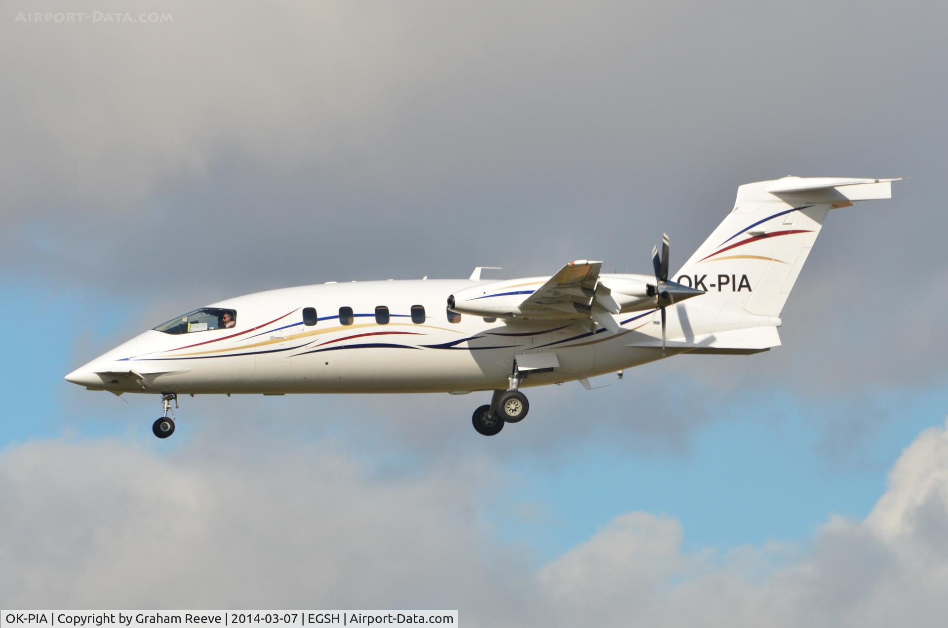 OK-PIA, 2007 Piaggio P-180 Avanti C/N 1133, About to land on 27.