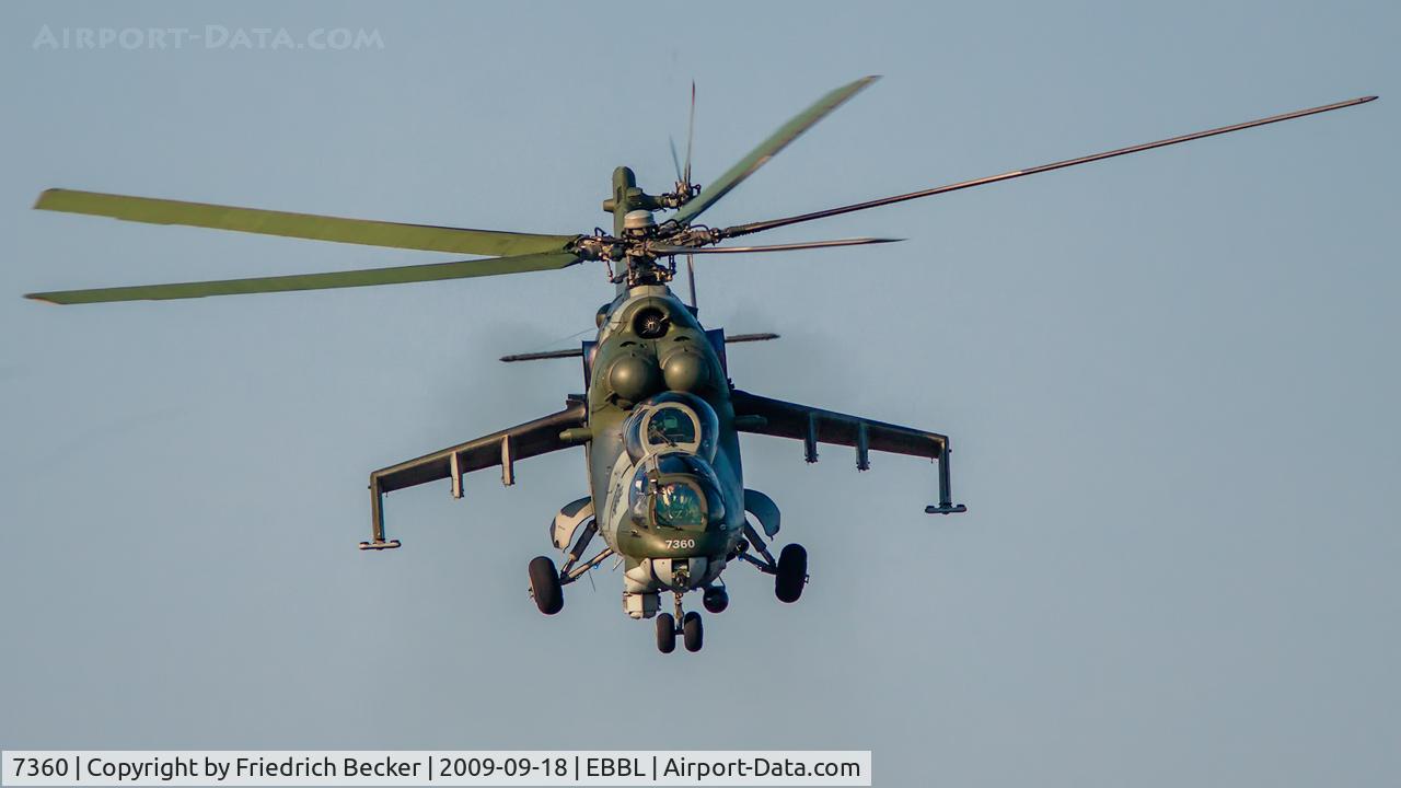 7360, Mil Mi-35 Hind E C/N 087360, take off from Kleine Brogel AB