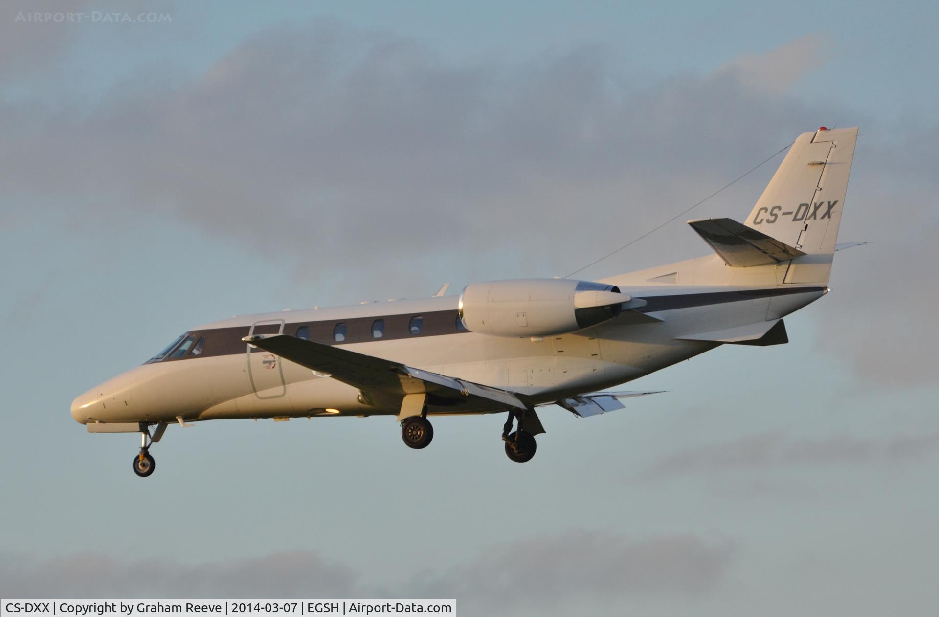 CS-DXX, 2008 Cessna 560XL Citation XLS C/N 560-5789, About to land.