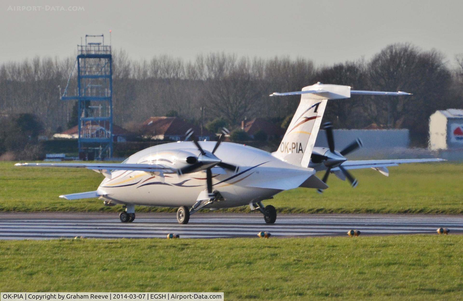 OK-PIA, 2007 Piaggio P-180 Avanti C/N 1133, About to depart.