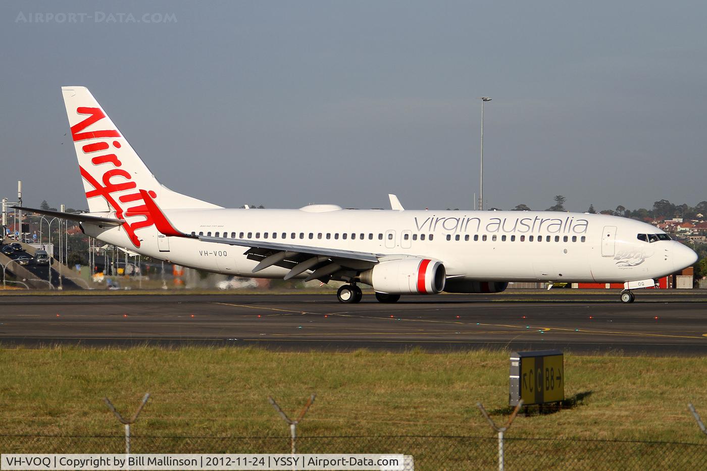 VH-VOQ, 2003 Boeing 737-8FE C/N 33798, taxiing from 34R