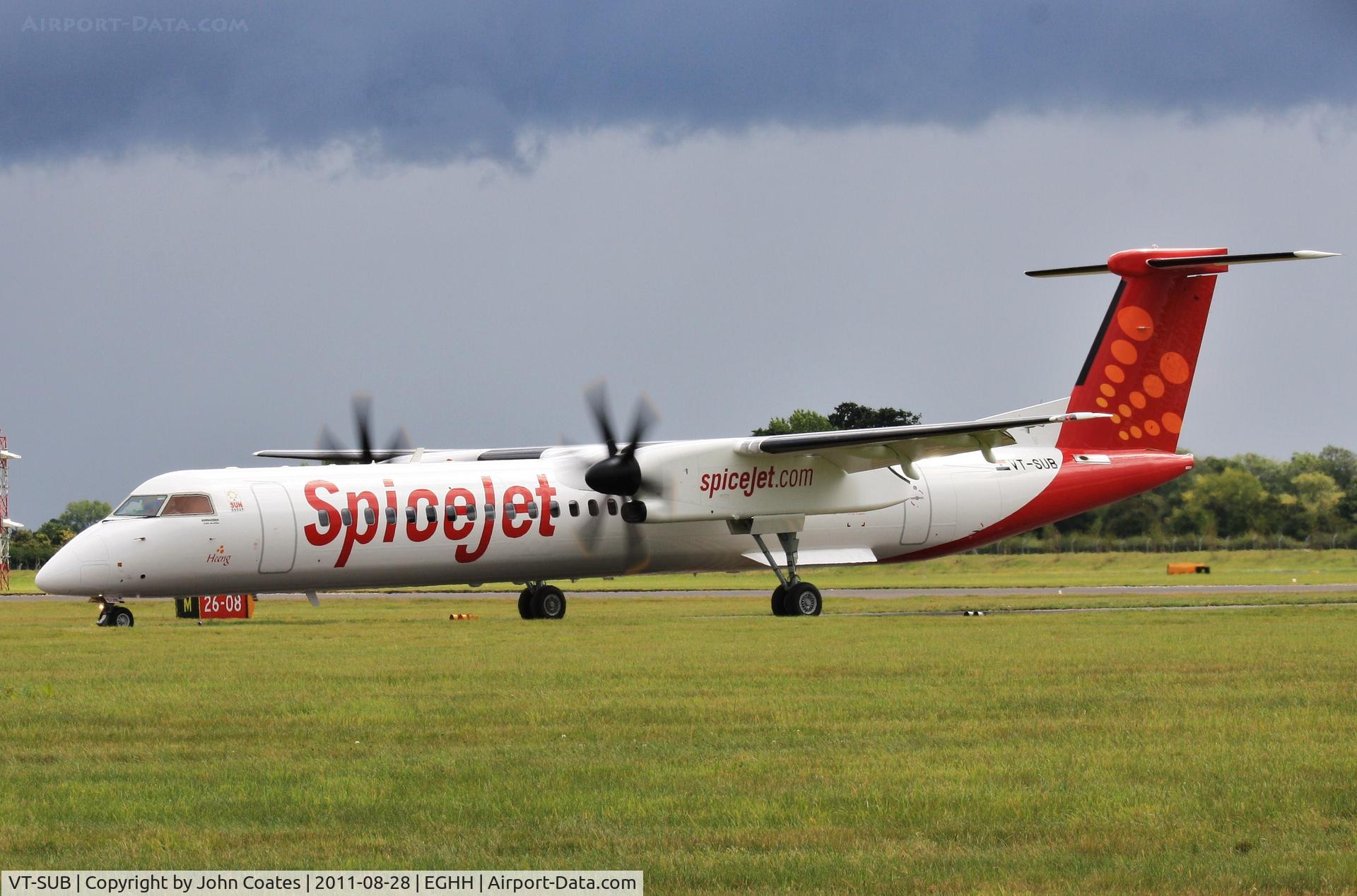 VT-SUB, 2011 De Havilland Canada DHC-8-402Q Dash 8 Dash 8 C/N 4374, Taxiing in on arrival on delivery Canada to India.
