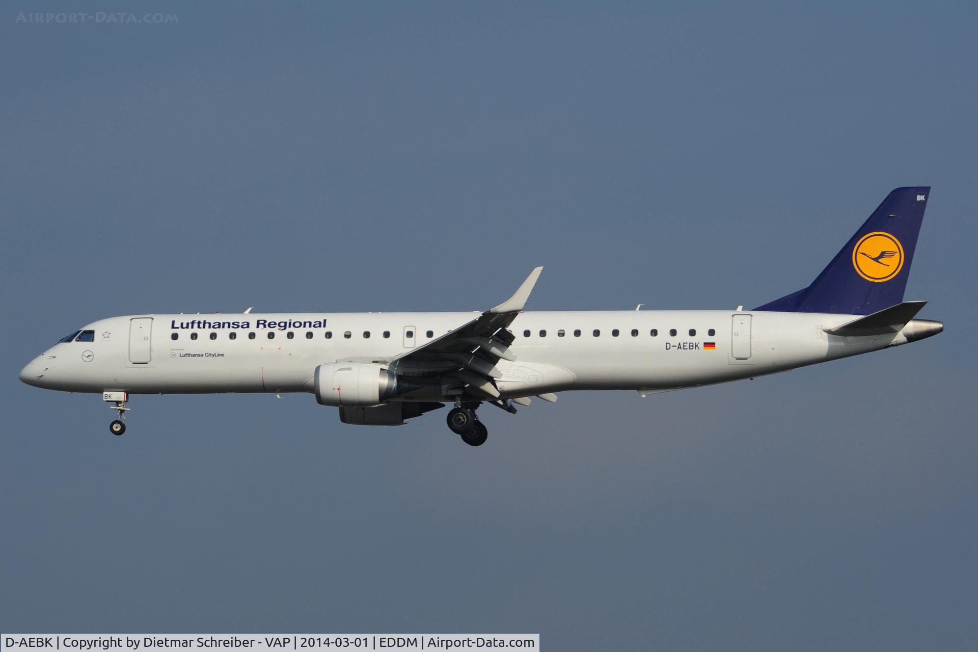 D-AEBK, 2011 Embraer 195LR (ERJ-190-200LR) C/N 19000500, Lufthansa Regional Embraer 190
