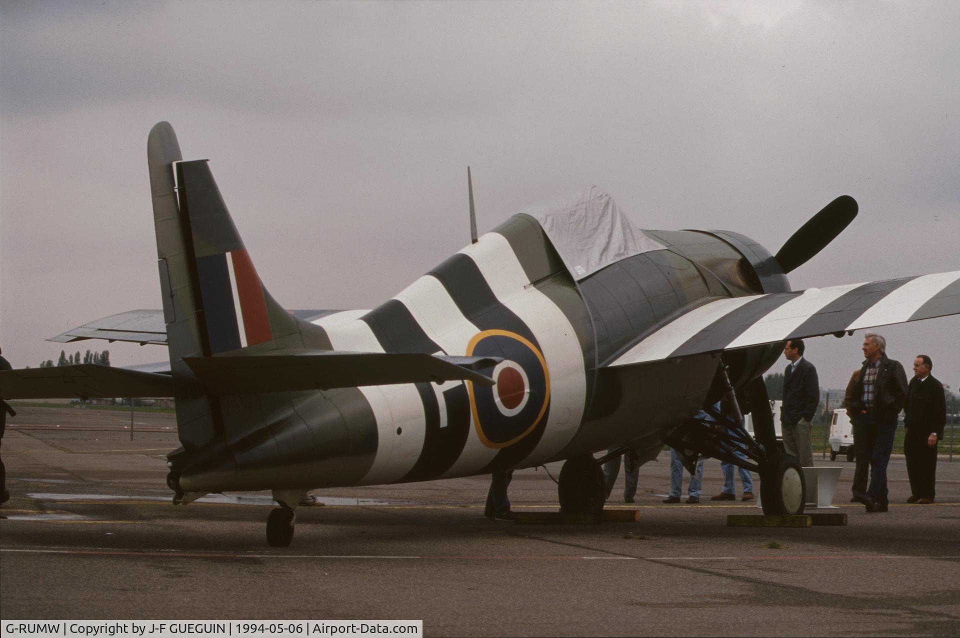 G-RUMW, 1944 General Motors (Grumman) FM-2 Wildcat C/N 5765, On display at Paris-Le Bourget Airport (1er Salon de l'Aviation Ancienne), painted as Fleet Air Arm Martlet V, serial JV579, code F.
