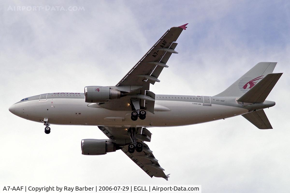 A7-AAF, 1989 Airbus A310-304 C/N 473, Airbus A310-304 [473] (Qatar Government) Home~G 29/07/2006. On approach 27R