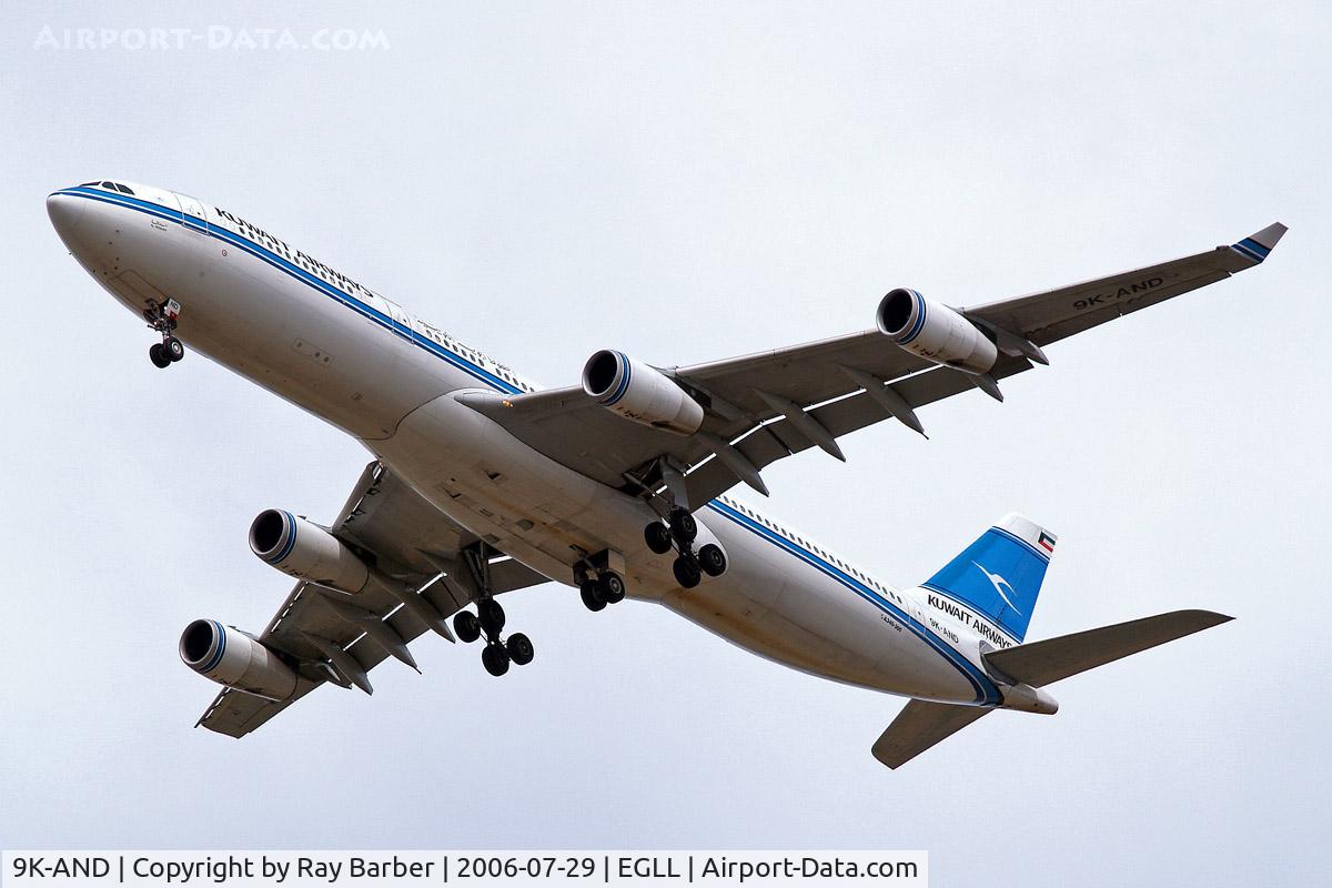 9K-AND, 1995 Airbus A340-313 C/N 104, Airbus A340-313 [104] (Kuwait Airways) Home~G 29/07/2006