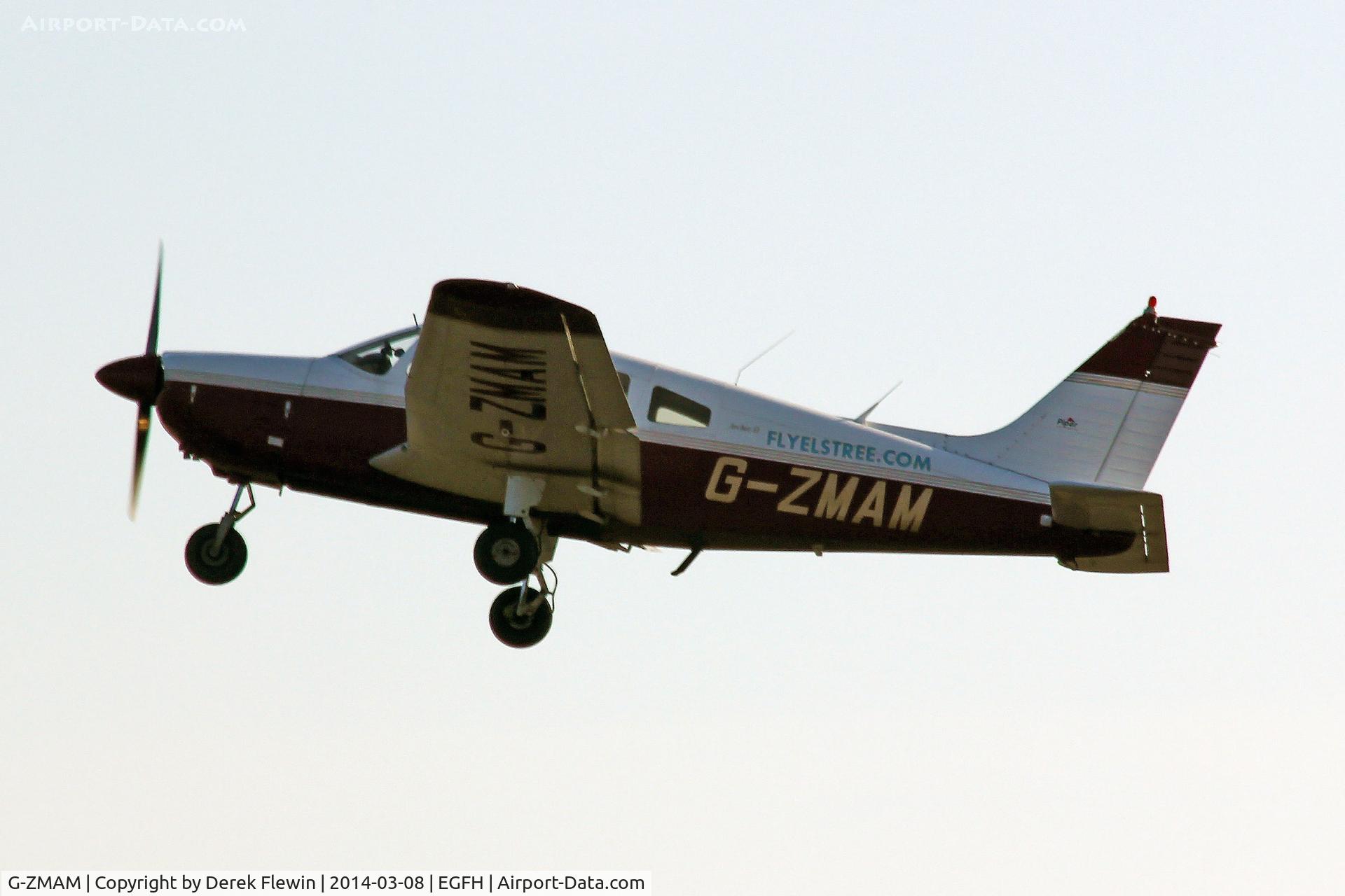 G-ZMAM, 1978 Piper PA-28-181 Cherokee Archer II C/N 28-7890059, Visiting Cherokee Archer II seen departing runway 10 at EGFH en-route to Elstree.