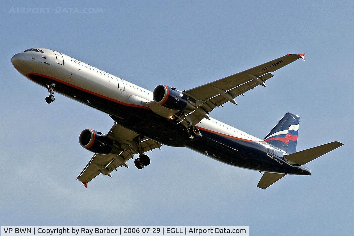 VP-BWN, 2004 Airbus A321-211 C/N 2330, Airbus A321-211 [2330] (Aeroflot Russian Airlines) Home~G 29/07/2006