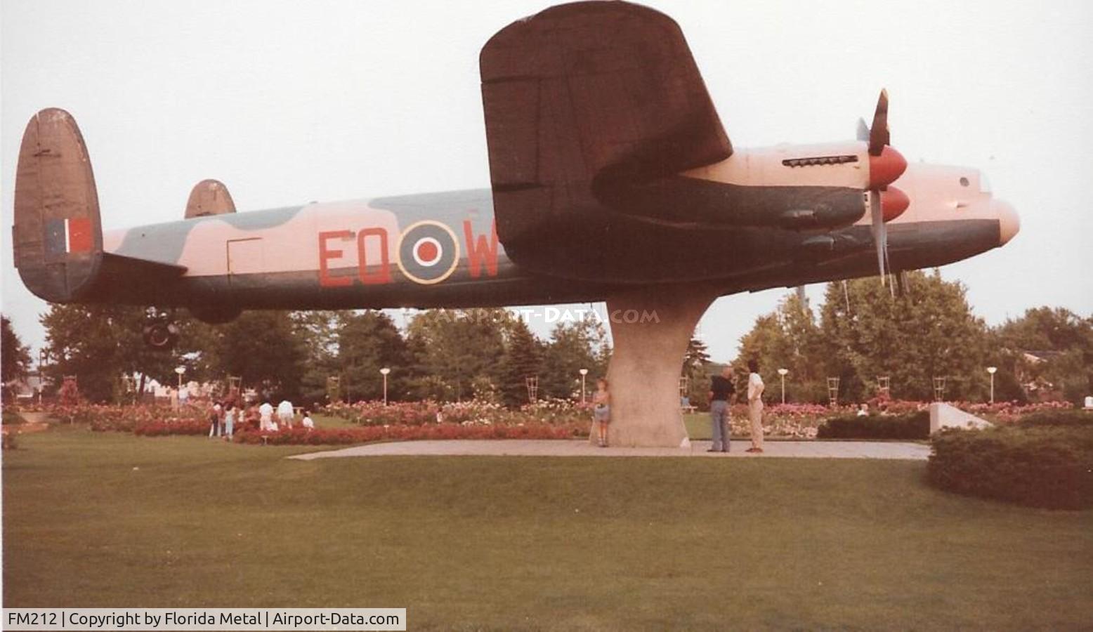 FM212, 1944 Avro 683 Lancaster B10 C/N Not found FM212, Avro Lancaster B10 at Jackson Park Windsor Ontario. Currently at Windsor Airport being restored.  This was taken circa 1983 by my grandfather Louis Dzialo