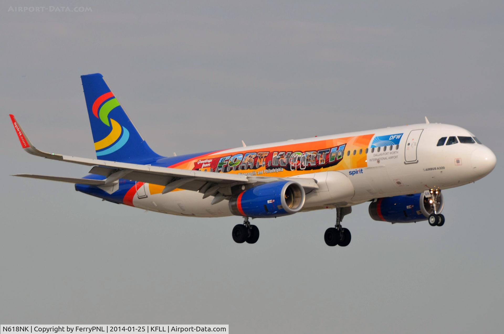 N618NK, 2012 Airbus A320-232 C/N 5458, Spirit logo jet arriving