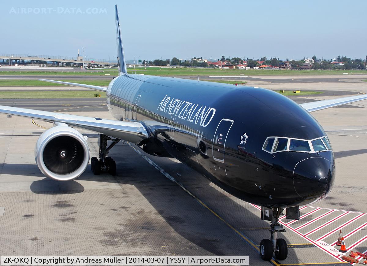 ZK-OKQ, 2011 Boeing 777-306/ER C/N 40689, Just arrived from Auckland.