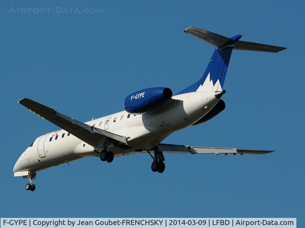 F-GYPE, 2001 Embraer ERJ-135LR (EMB-135LR) C/N 145492, Pan Europe flight 7 from Lyon Bron, charter team football Olympique Lyonnais