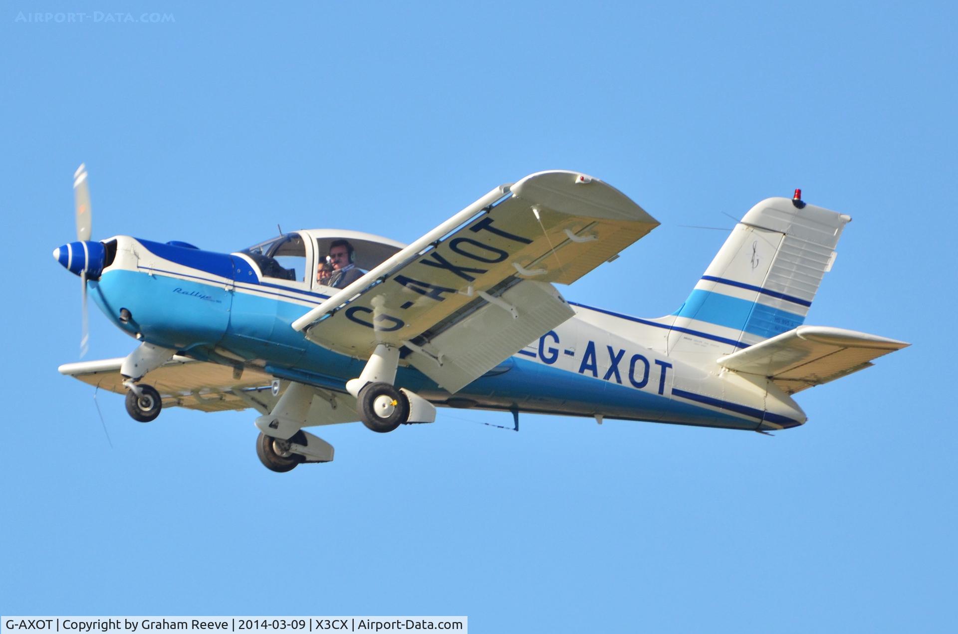 G-AXOT, 1969 Socata MS-893A Rallye Commodore 180 C/N 11433, Just taken off.