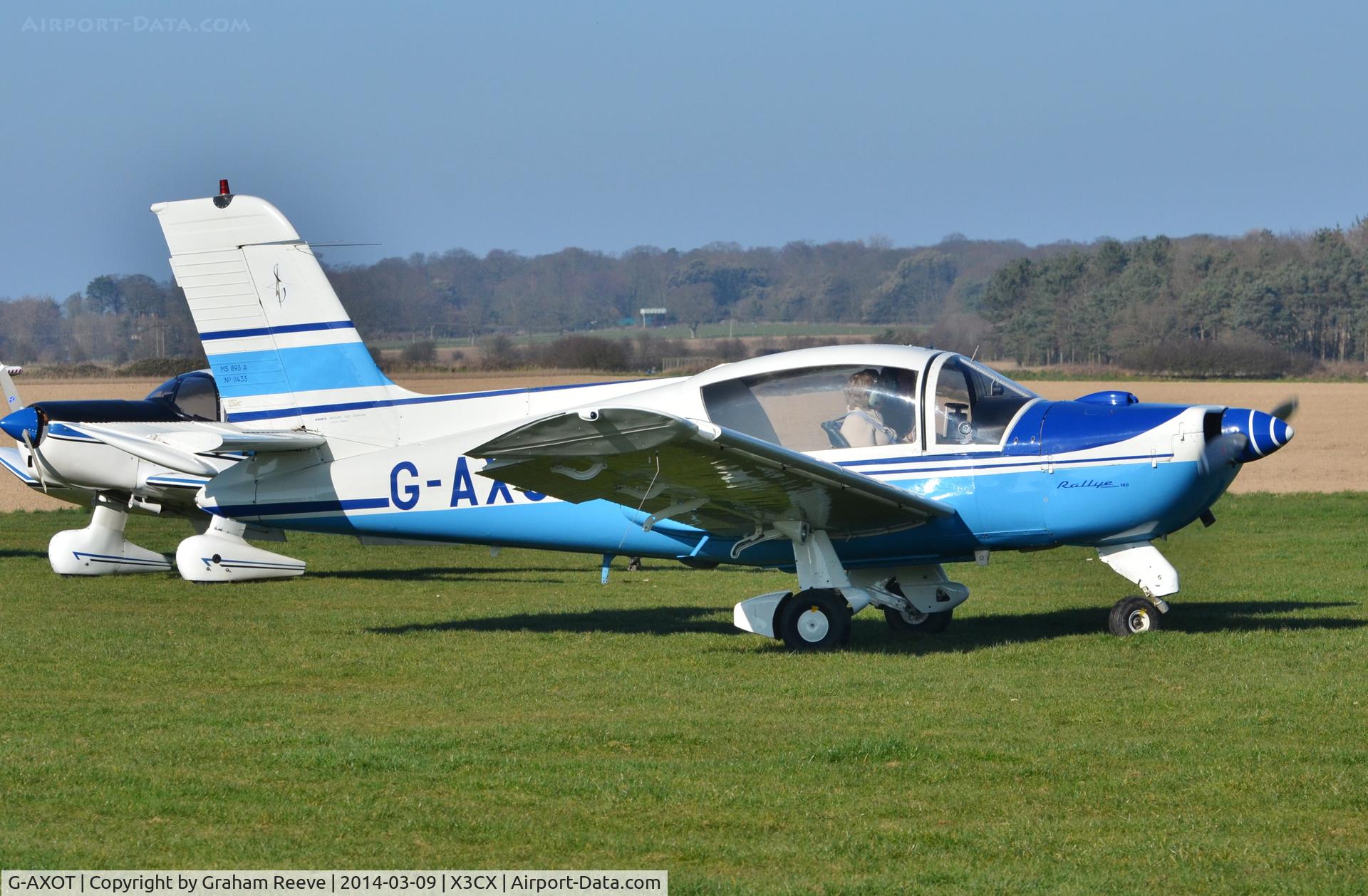 G-AXOT, 1969 Socata MS-893A Rallye Commodore 180 C/N 11433, About to depart.