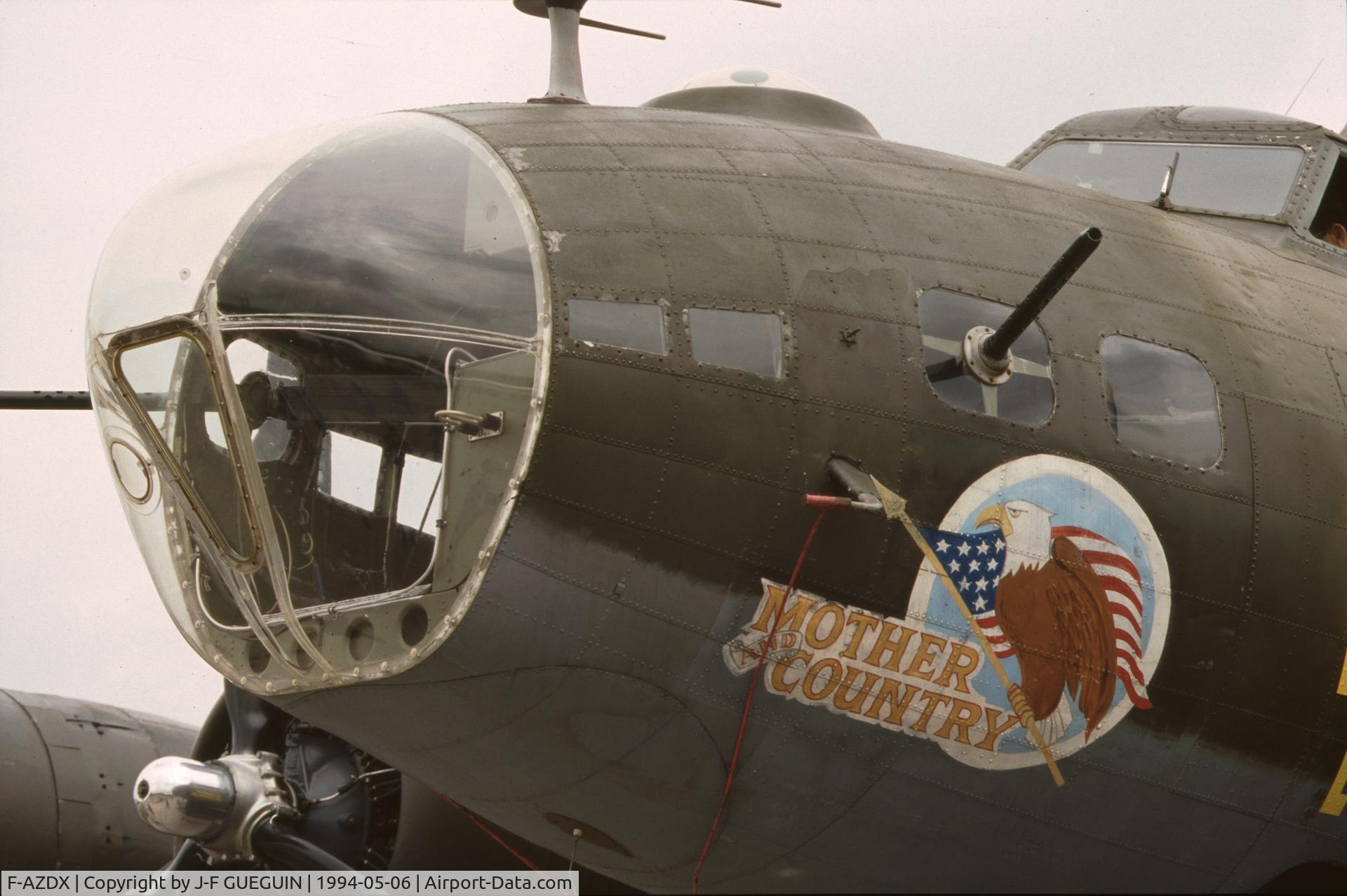 F-AZDX, 1944 Boeing B-17G Flying Fortress C/N 8246, On display at Paris-Le Bourget Airport (1er Salon de l'Aviation Ancienne, 1994).