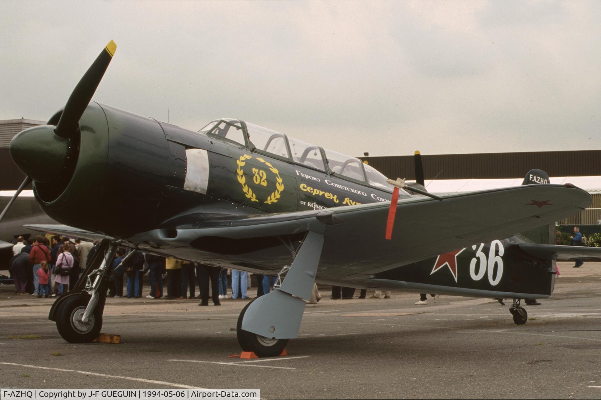 F-AZHQ, Yakovlev Yak-11 C/N 171101, On display at Paris-Le Bourget Airport (1er Salon de l'Aviation Ancienne, 1994).
