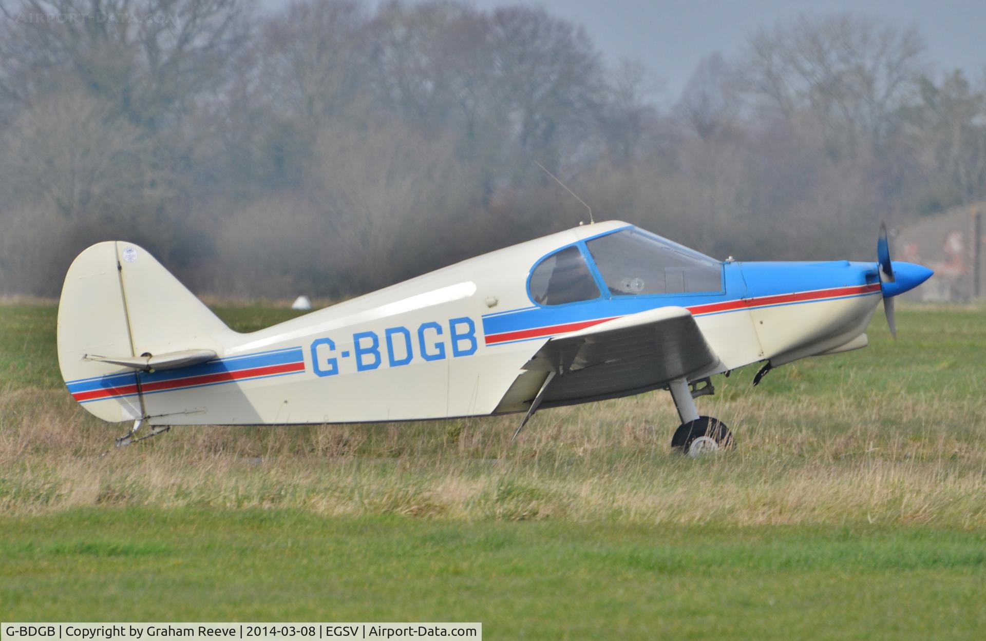 G-BDGB, 1977 Gardan Minicab (JB01 Standard) C/N PFA 1819, Just landed.