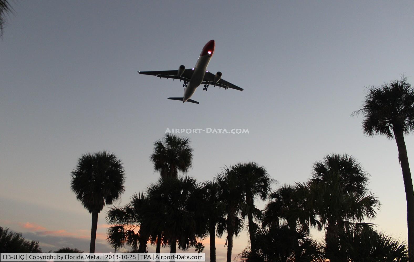 HB-JHQ, 2010 Airbus A330-343X C/N 1193, Edelweiss A330-300 over Cypress Point Park at dusk