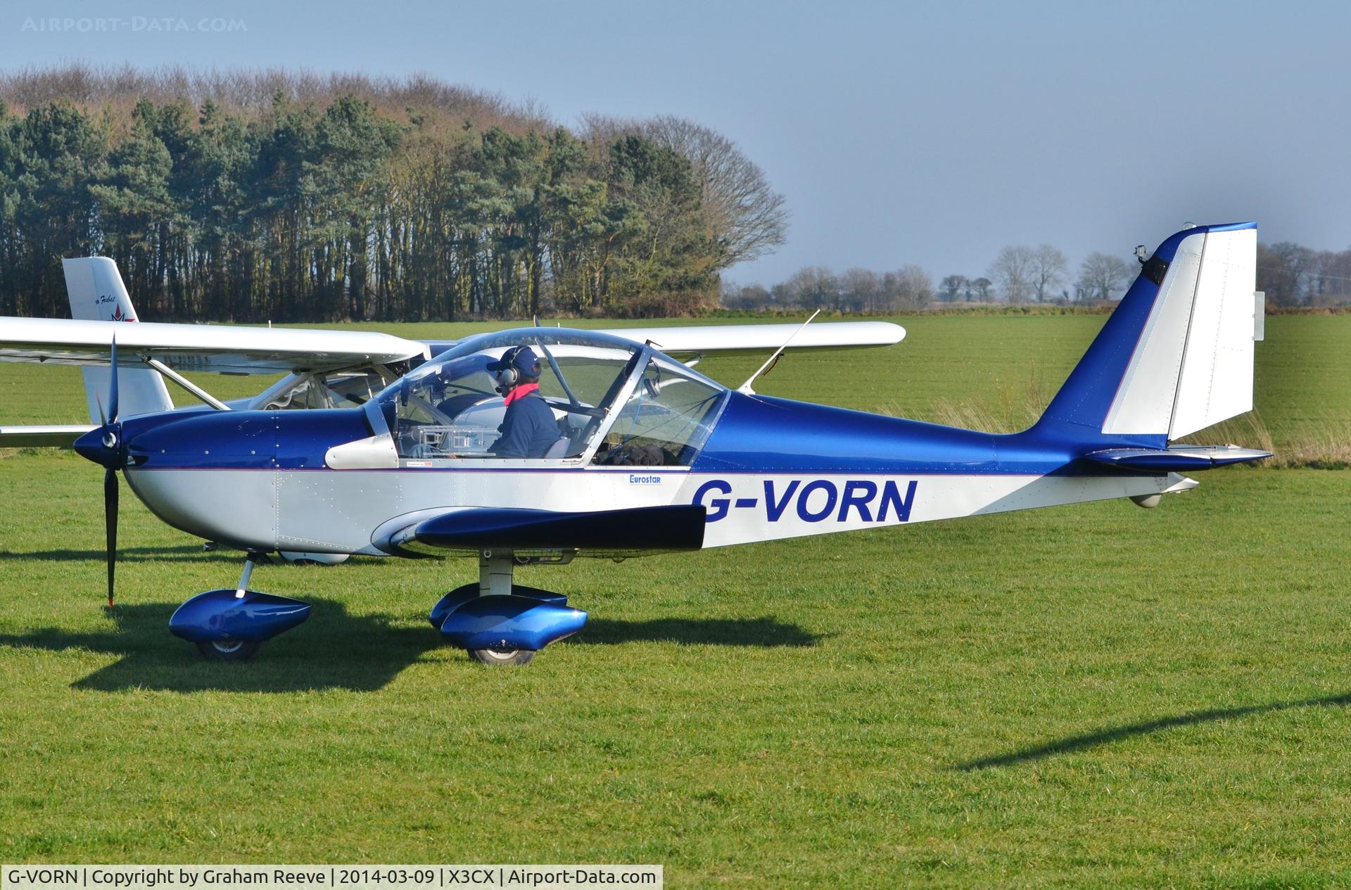 G-VORN, 2004 Aerotechnik EV-97 Eurostar C/N PFA 315-14299, About to depart.