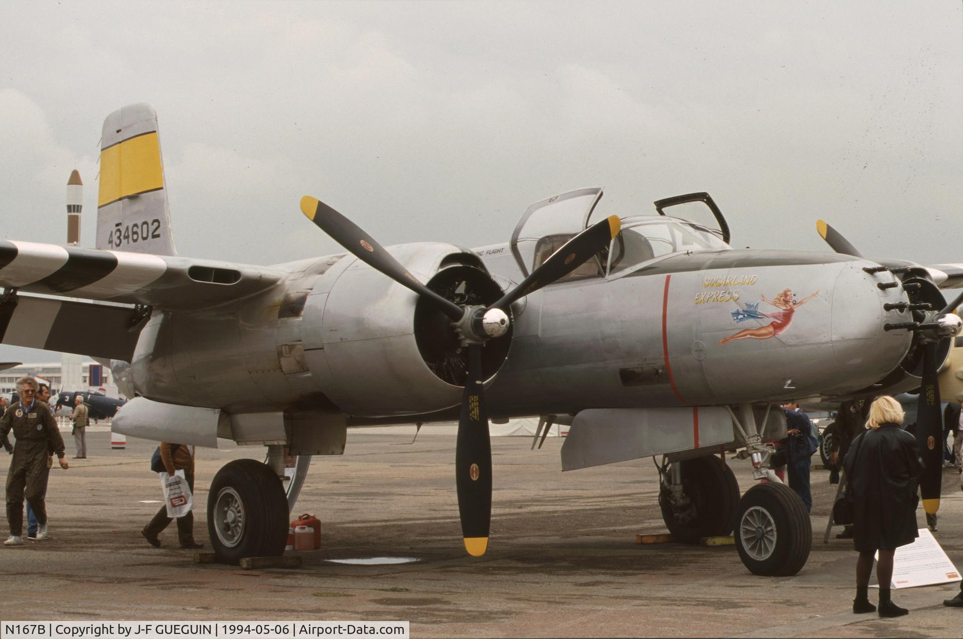 N167B, 1944 Douglas A-26B Invader C/N 27881, On display at Paris-Le Bourget Airport (1er Salon de l'Aviation Ancienne, 1994).