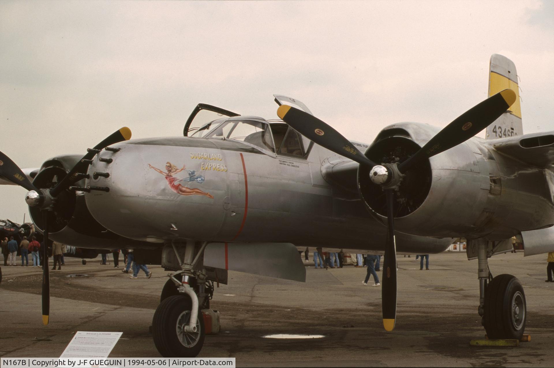N167B, 1944 Douglas A-26B Invader C/N 27881, On display at Paris-Le Bourget Airport (1er Salon de l'Aviation Ancienne, 1994).