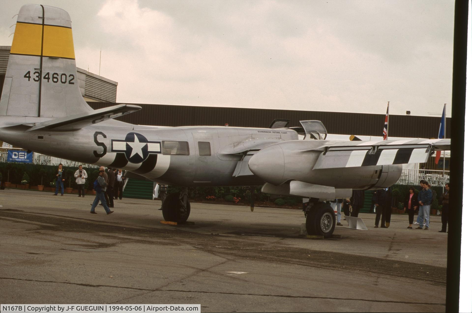 N167B, 1944 Douglas A-26B Invader C/N 27881, On display at Paris-Le Bourget Airport (1er Salon de l'Aviation Ancienne, 1994).