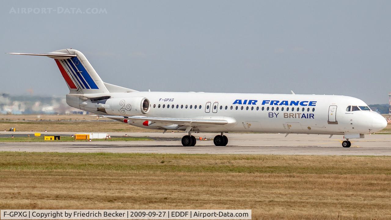 F-GPXG, 1992 Fokker 100 (F-28-0100) C/N 11387, departure via RW18W