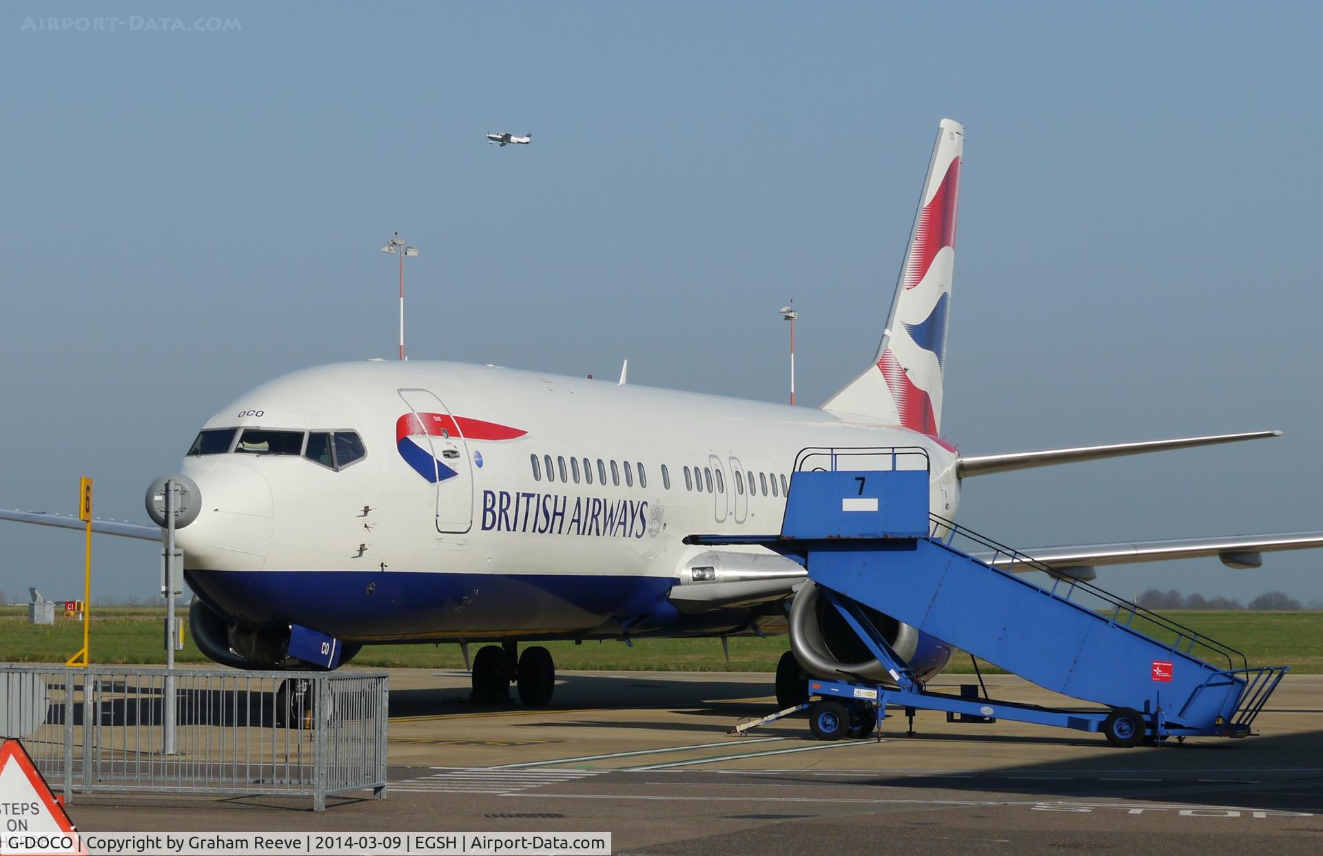 G-DOCO, 1992 Boeing 737-436 C/N 25849, Parked at Norwich.