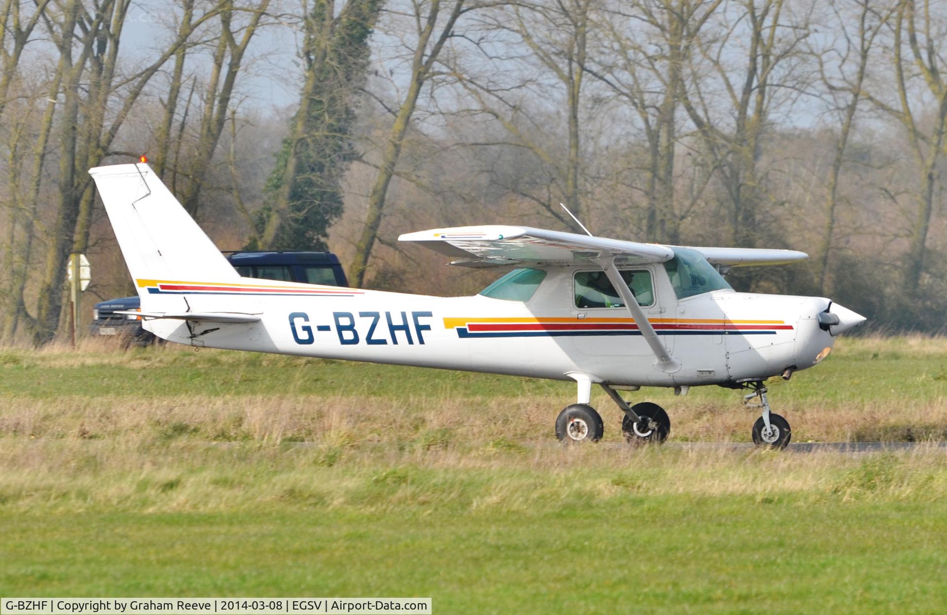 G-BZHF, 1979 Cessna 152 C/N 152-83986, Just landed.