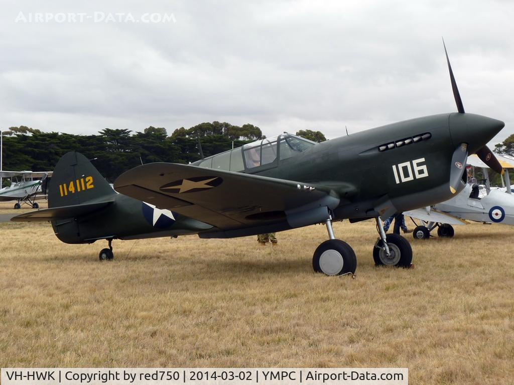 VH-HWK, 1941 Curtiss P-40F Warhawk C/N 41-14112, Curtis Warhawk at the RAAF100th Anniversary Airshow, Pt Cook, March 2, 2014