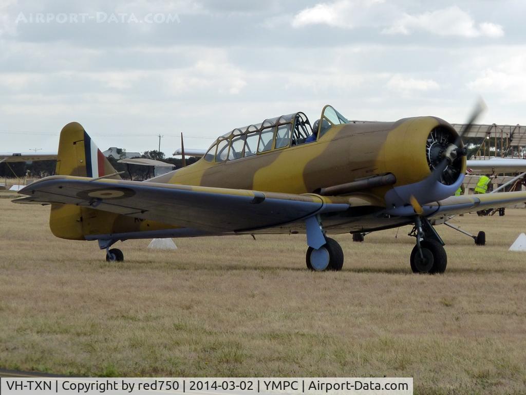 VH-TXN, 1943 Noorduyn AT-16 Harvard IIB C/N 14A-1106, Harvard at the RAAF100th Anniversary Airshow, Pt Cook, March 2, 2014