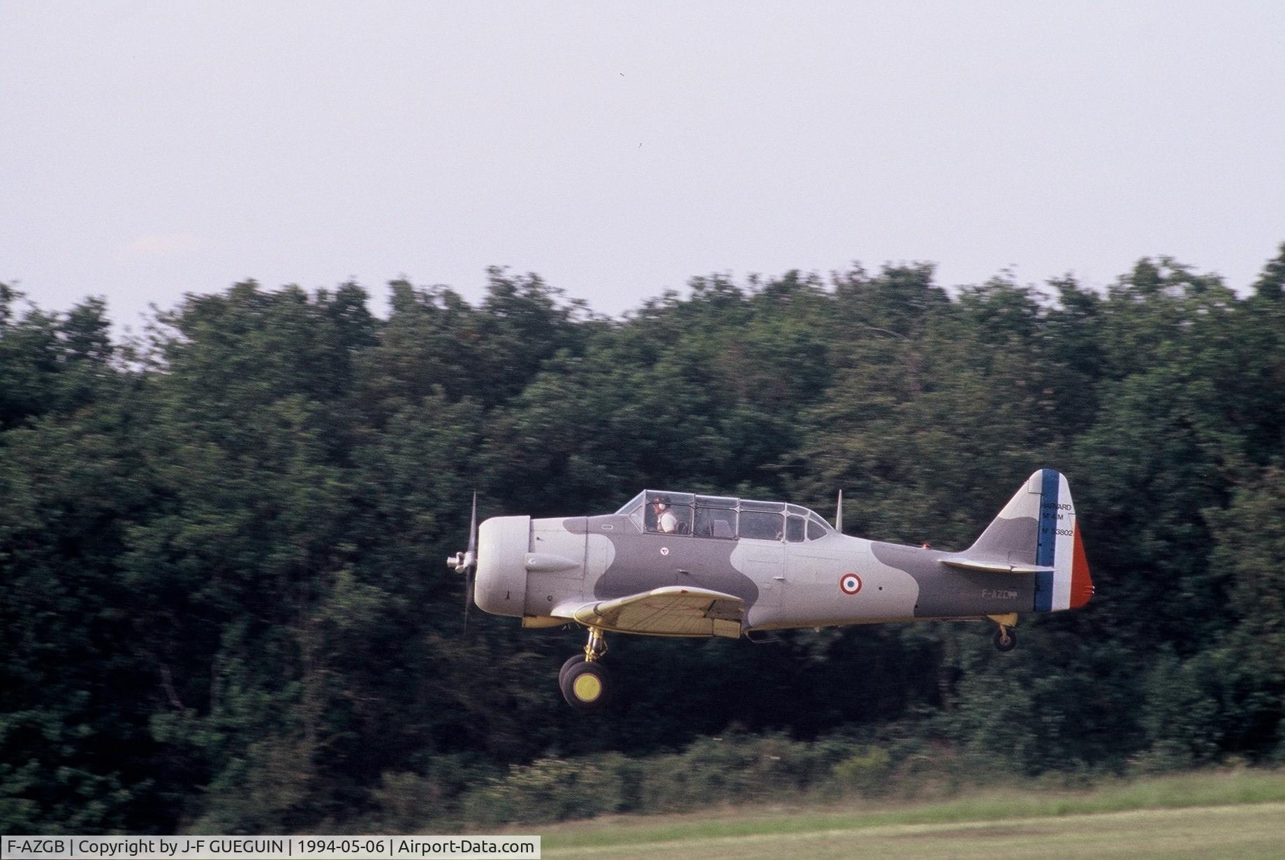 F-AZGB, Canadian Car & Foundry Harvard Mk.4 C/N CCF4-175, On display at Paris-Le Bourget Airport (1er Salon de l'Aviation Ancienne, 1994), ex-RCAF serial 20384 built in 1952, painted with false USAF serial 521475.