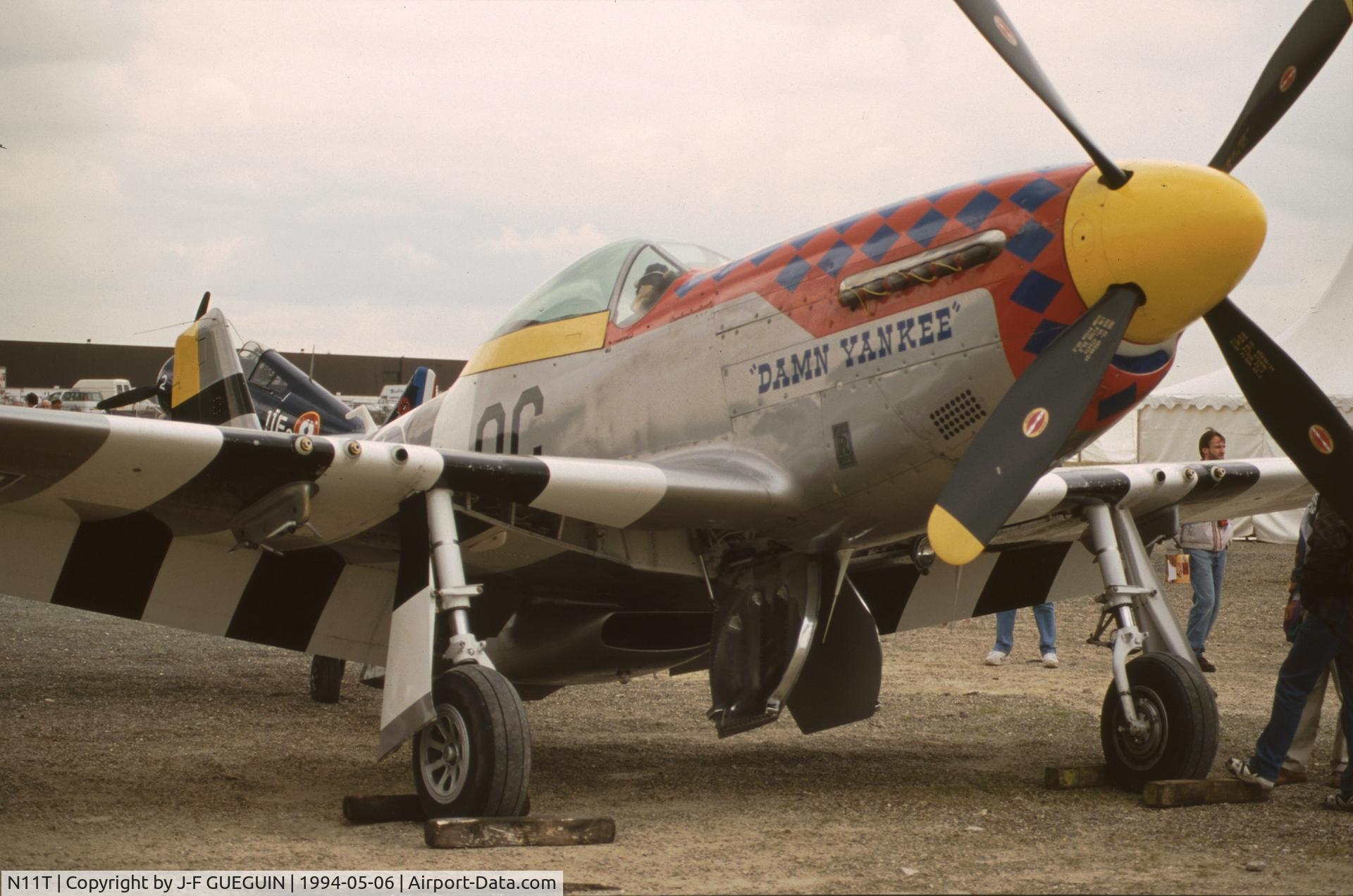 N11T, 1945 North American P-51D Mustang C/N 122-40965, P-51D-30-NA, c/n 122-40965, serial 44-74425, on display at Paris-Le Bourget Airport (1er Salon de l'Aviation Ancienne, 1994).