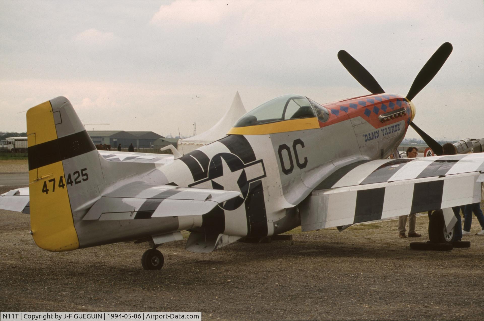 N11T, 1945 North American P-51D Mustang C/N 122-40965, P-51D-30-NA, c/n 122-40965, serial 44-74425, on display at Paris-Le Bourget Airport (1er Salon de l'Aviation Ancienne, 1994).