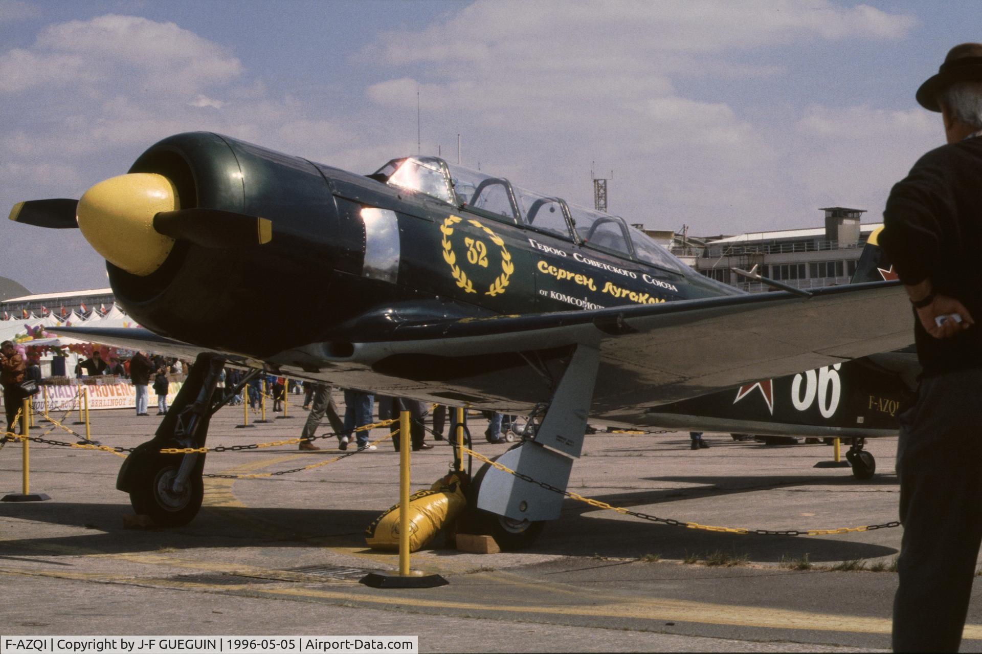 F-AZQI, Let C-11 (Yak-11) C/N 171101, On display at Paris-Le Bourget Airport (Salon des Avions de Légende, 1996).