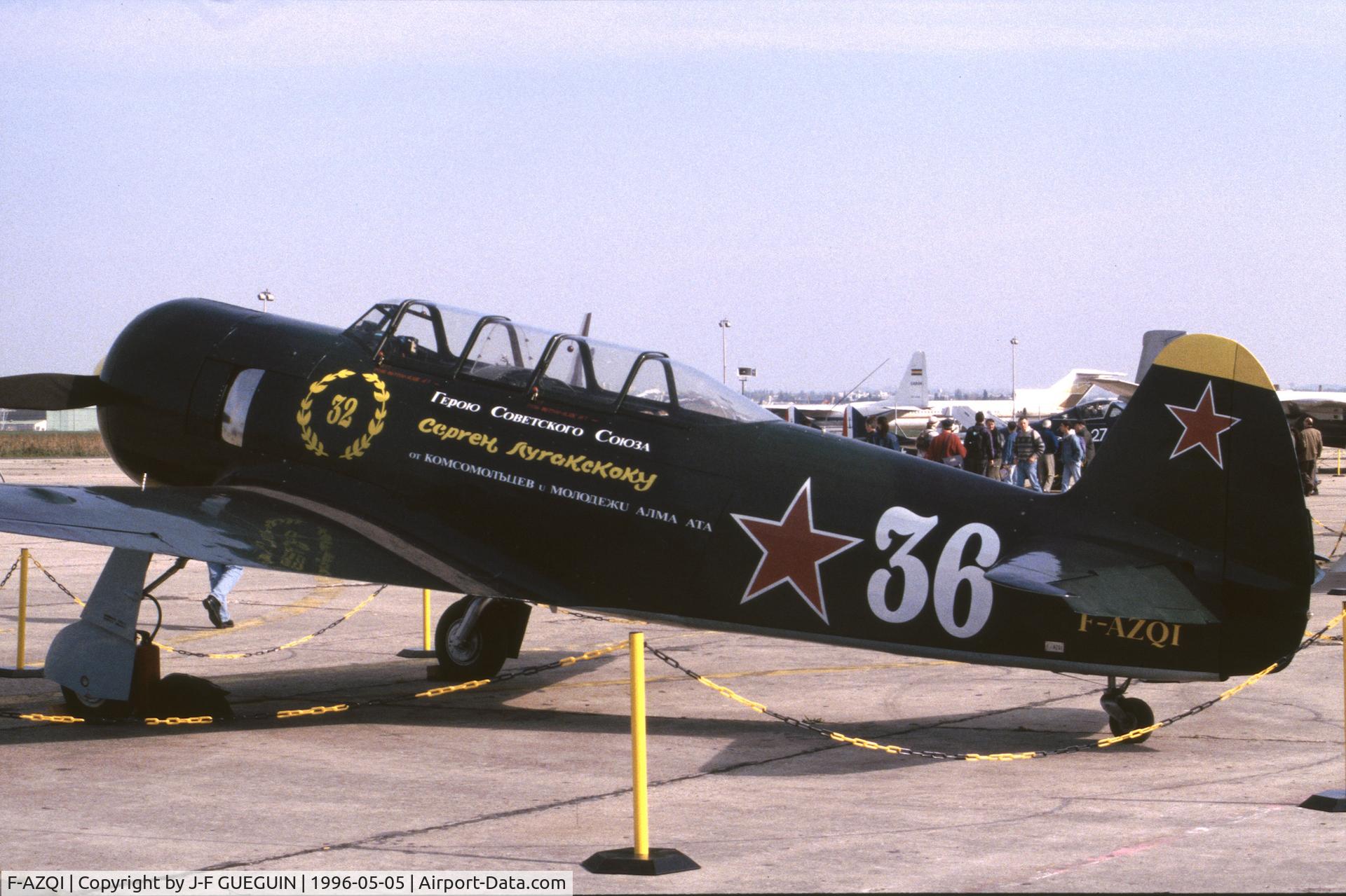 F-AZQI, Let C-11 (Yak-11) C/N 171101, On display at Paris-Le Bourget Airport (Salon des Avions de Légende, 1996).